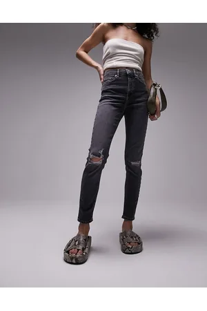 Topshop Ženy Skinny - Jamie jeans with knee rips in dirty grey