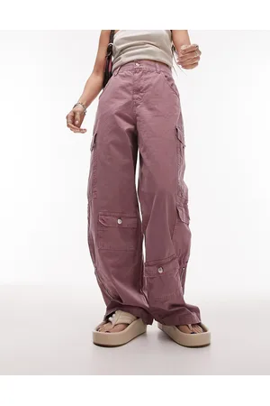 Topshop Ženy Kapsáče - Washed high waist pocket cargo trouser in pink