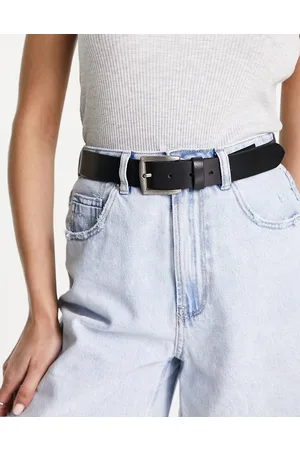 Pieces® Leather buckle belt in