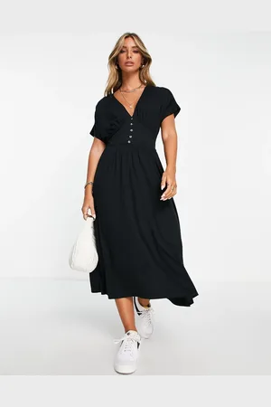 ASOS Waisted midi tea dress with buttons in