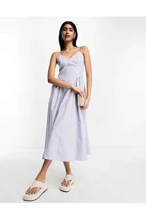 ASOS Cotton drop waist midi skater dress in dusky ballet