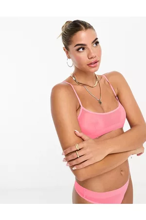 ASOS DESIGN bonded smoothing microfibre soft padded bra in pink