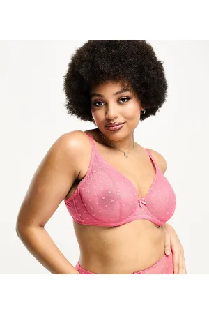 Ivory Rose Fuller Bust high apex sheer heart mesh bra in pink