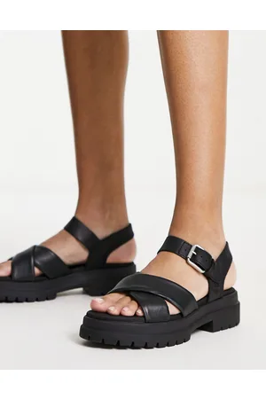 Timberland London vibe cross strap sandals in full grain leather