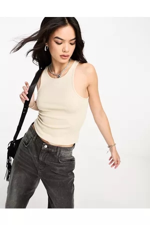 ONLY Ribbed tank top in stone