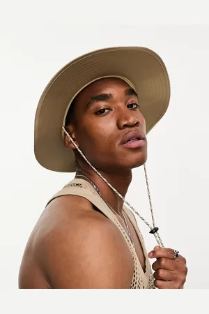 ASOS Safari bucket hat in stone nylon with contrast puller