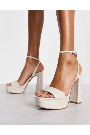 Steve Madden Lessa platform heeled sandals in bone patent