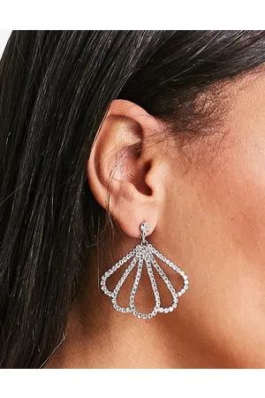 True Decadence - statement fan earrings in silver crystal