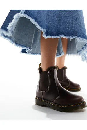 Dr. Martens 2976 leonore fur lined chelsea boots in dark leather