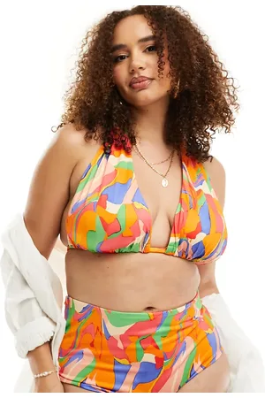 ASOS Curve mix and match high waist bikini bottom in vibrant abstract print