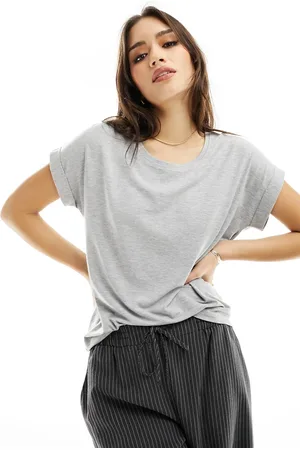 ONLY Soft round neck t-shirt in light melange