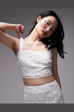 Topshop Co-ord lace detail cropped top in ivory