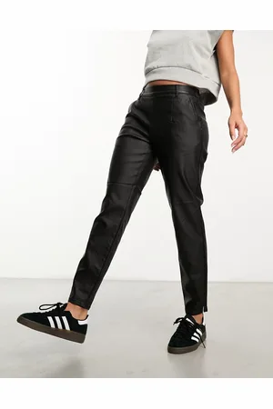 Object Leather look tapered trousers in