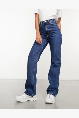 Weekday Rowe extra high waist regular fit straight leg jeans in nobel