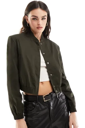 ASOS Tailored bomber jacket with strong shoulder in khaki