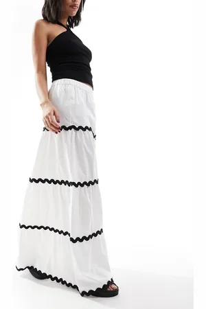 ASOS Tiered maxi skirt with rick rack detail in