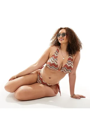 South Beach Embroidered tie side bikini bottom in rust