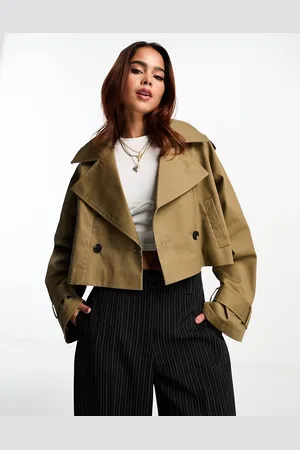 ASOS Cropped trench coat in olive