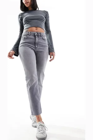 JDY High waisted straight cropped jeans in light