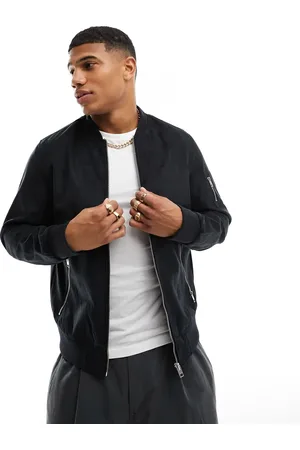 JACK & JONES Essentials zip through faux suede bomber jacket in