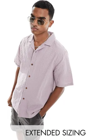 ASOS 90s oversized shirt in seersucker texture in mauve