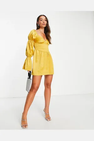 EI8TH HOUR Corset skater dress in yellow