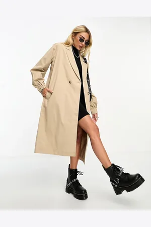 Noisy May Oversized trench coat in cream