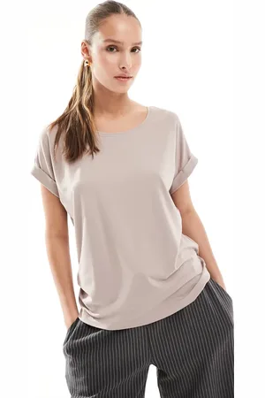 ONLY Soft round neck t-shirt in beige
