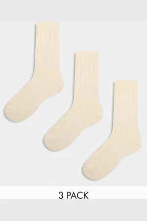 ASOS 3 pack rib sock in ecru