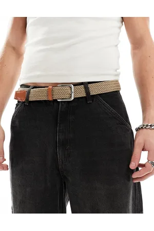 JACK & JONES Woven belt with buckle in tan