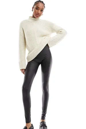 ASOS ASOS DESIGN Tall leather look leggings in