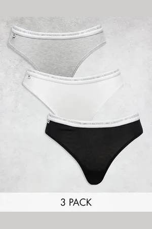 Lacoste 3 pack thongs in black grey white
