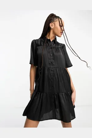 JDY Satin smock mini dress in