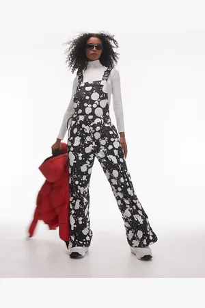 Topshop Sno mensy ski straight leg dungaree in mono splodge