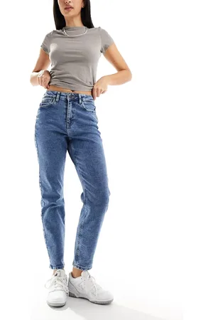 Noisy May Moni high waisted straight jeans in mid wash