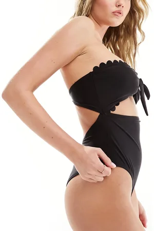 Brave Soul Strapless swimsuit with tie front in