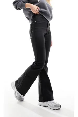 River Island High rise coated flare jeans in