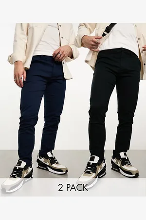 ASOS 2 pack skinny chinos in black and navy