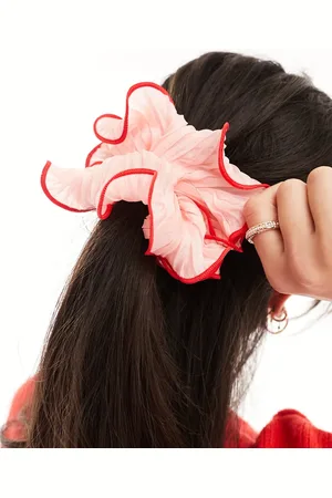 ASOS Oversized scrunchie with contrast stitching in pink