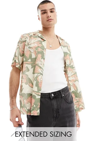 ASOS Relaxed revere shirt in textured neutral print