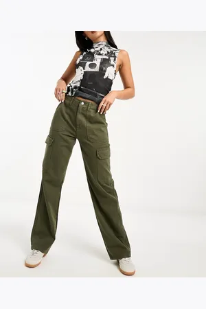 ONLY Straight leg cargo trousers in khaki