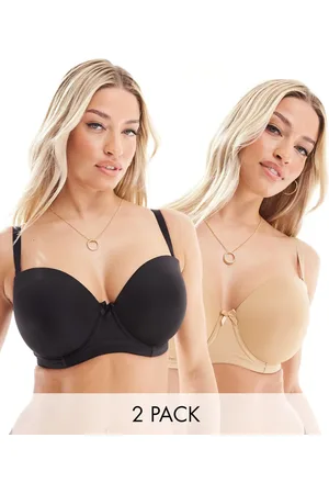 Ivory Rose Lingerie Ivory Rose Fuller Bust 2 pack strapless bra in beige and black