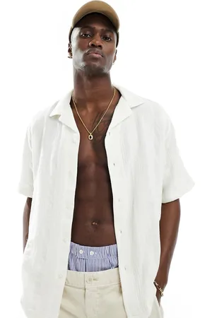 Abercrombie & Fitch Dobby stripe short sleeve shirt relaxed fit in