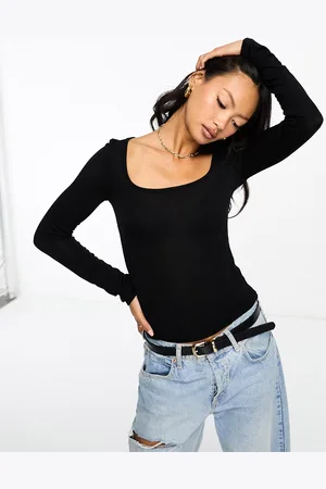ASOS Fine knit scoop neck long sleeve top in