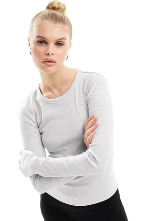 VERO MODA Fine rib long sleeved top in light melange