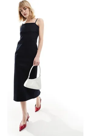 MANGO Denim halterneck in black
