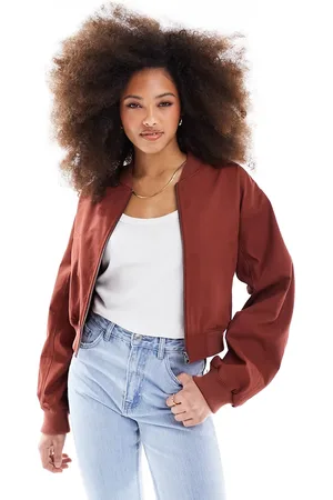 ASOS Washed cotton summer bomber jacket in terracotta