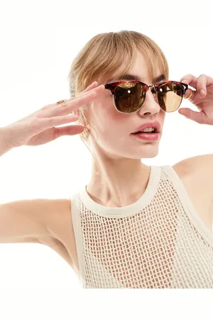ASOS Retro sunglasses in tort with gold flash lens