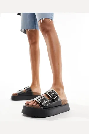 ASOS Firecracker double strap footbed flat sandals in