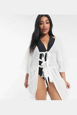 Brave Soul Plus Amira beach dress with triple tie front